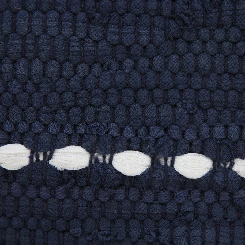 20" Navy Blue and White Interwoven Striped Square Throw Pillow