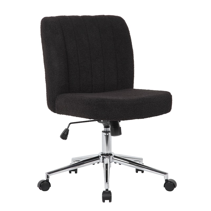 Rio Adjustable Height Office Chair, Black Boucle, Chrome, Nylon Casters