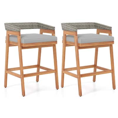 Costway Patio Counter Height Bar Stools Set of 2 with Cushions PE - See Details