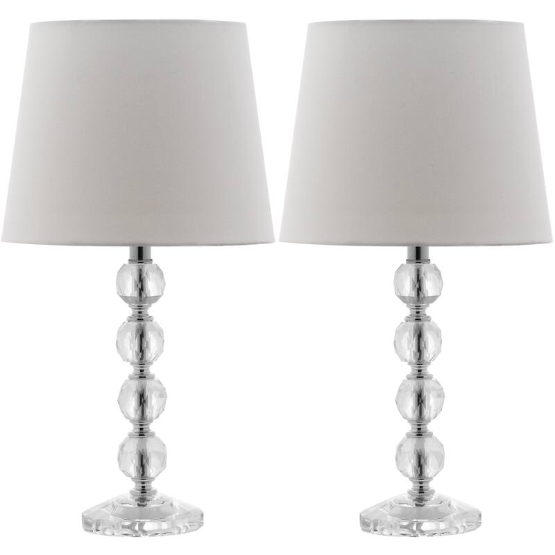 SAFAVIEH Lighting Denita 16-inch Grey Shade Stacked Crystal Ball Table Lamp (Set of 2) - 9"x9"x16" - 9Wx9Dx16H