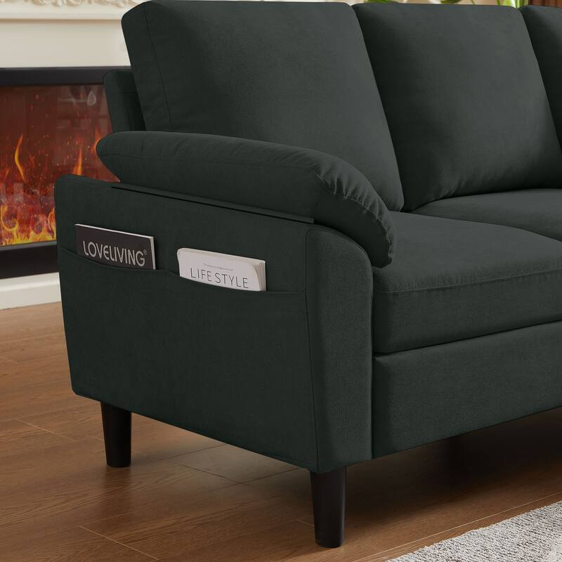 Jarenie 79.72" L Shaped Sofa with Storage Ottoman for Living Room