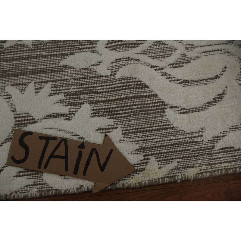 Hand Knotted Oriental 100% Wool Carpet Modern Damask Beige & Ivories Contemporary Area Rug - 8' 0'' X 5' 0''