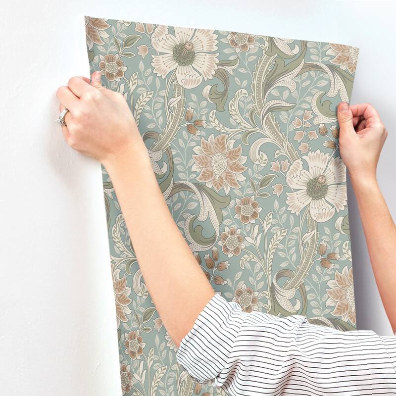 Chesapeake Liora Aqua Floral Trail Wallpaper