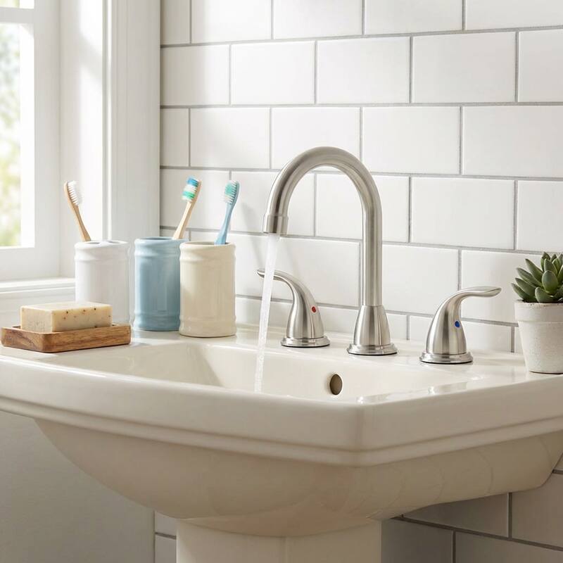 WOWOW 8 in. Widespread Double Handle Bathroom Faucet