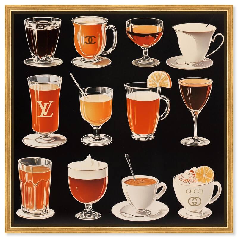 Glam Coffee Drink Collection Canvas by Art Remedy - Gold - 40" x 40"