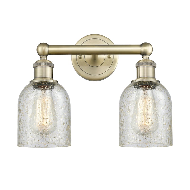 Innovations Lighting 616-2W-12-14 Caledonia Vanity Caledonia 2 Light - Antique Brass / Mica