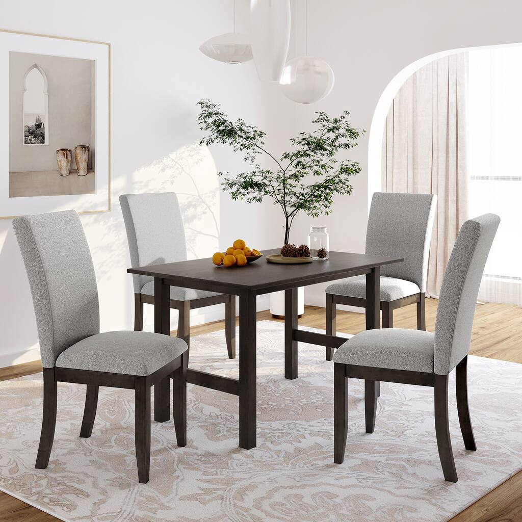 Modern Medieval Style 5 Pieces Dining Table and Chairs Set