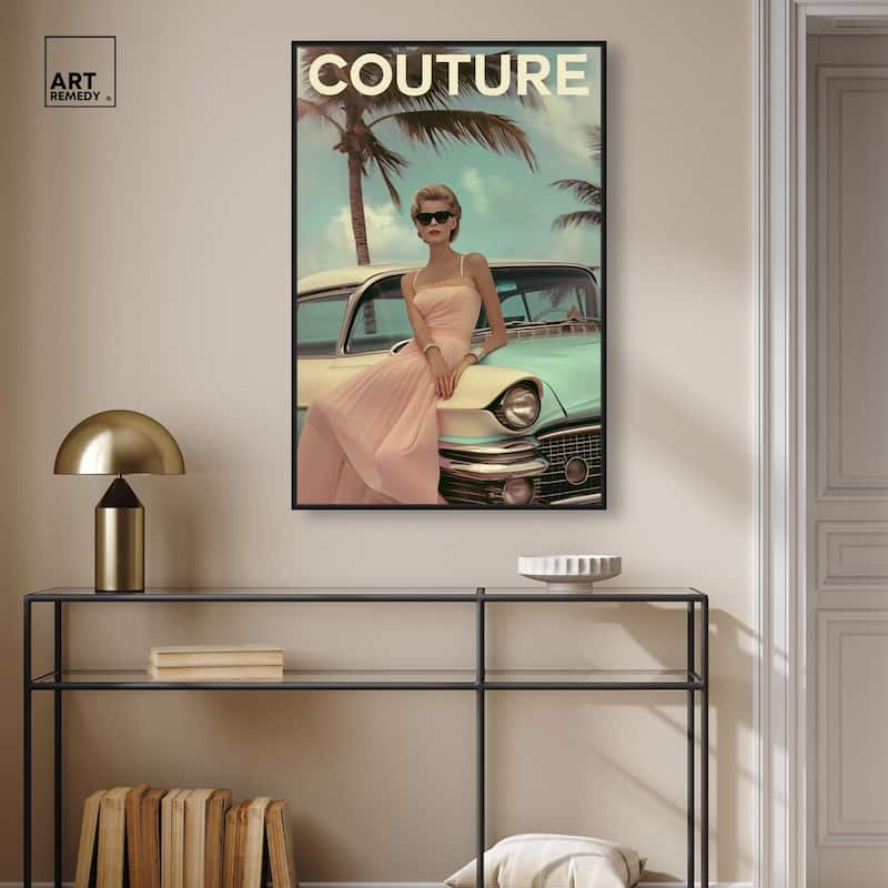 Vintage Beach Car Cover Canvas by Art Remedy