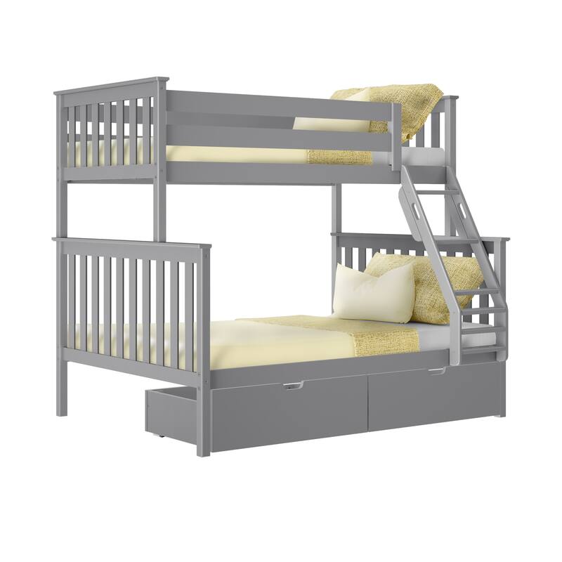 Max and Lily Twin over Full Bunk Bed with Under Bed Storage Drawers
