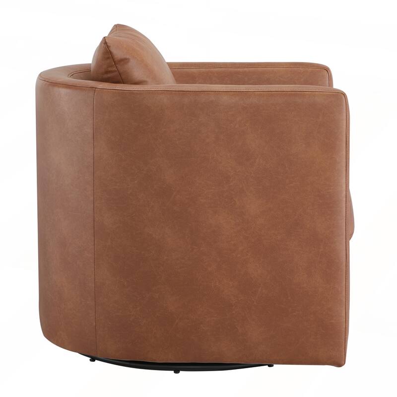 Faux Leather Swivel Barrel Chair