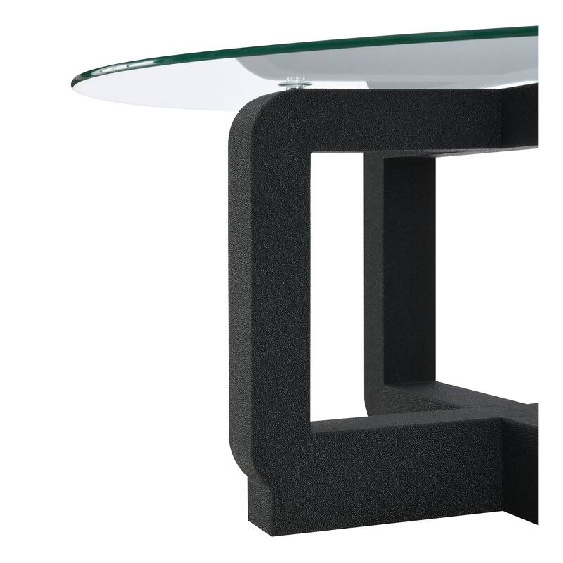 Acklin Round Clear Glass Top Side End Table Black