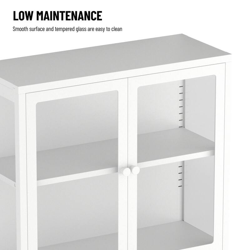 Elegant 59" Glass Door Storage Cabinet with Adjustable Shelves
