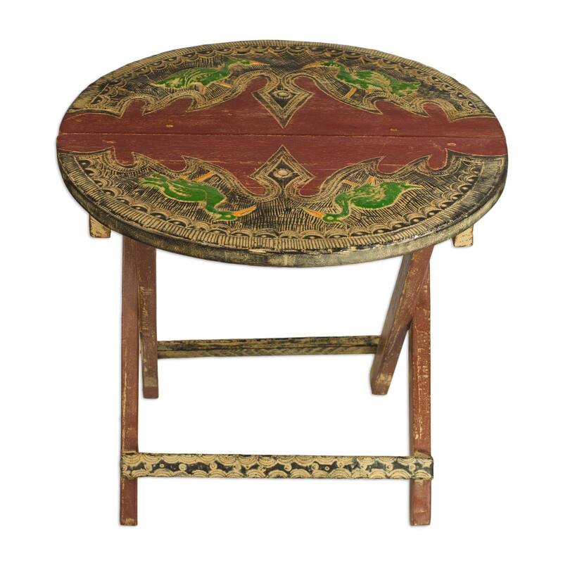 Handmade Sese wood and aluminum folding table (Ghana) Bed Bath