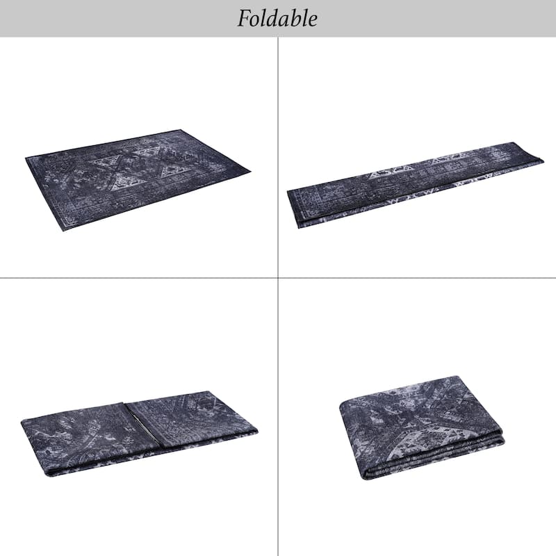 LOOM & LUXE Black/Gray 2'6''x10' Runner Area Rugs - 120" D x 30" W x 0.14" H