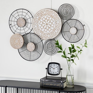 Black Metal Handmade Plate Home Wall Decor with Intricate Pattern