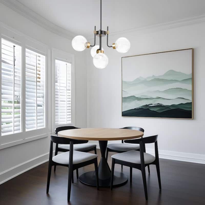 Bistro Ceiling Light Chandelier Nordic Matte Black and Gold Polish 4-Light - Gold/Black