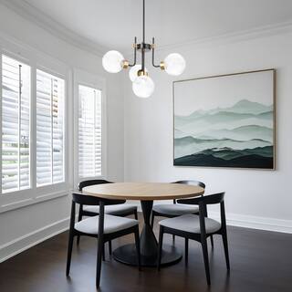 Bistro Ceiling Light Chandelier Nordic Matte Black and Gold Polish 4-Light