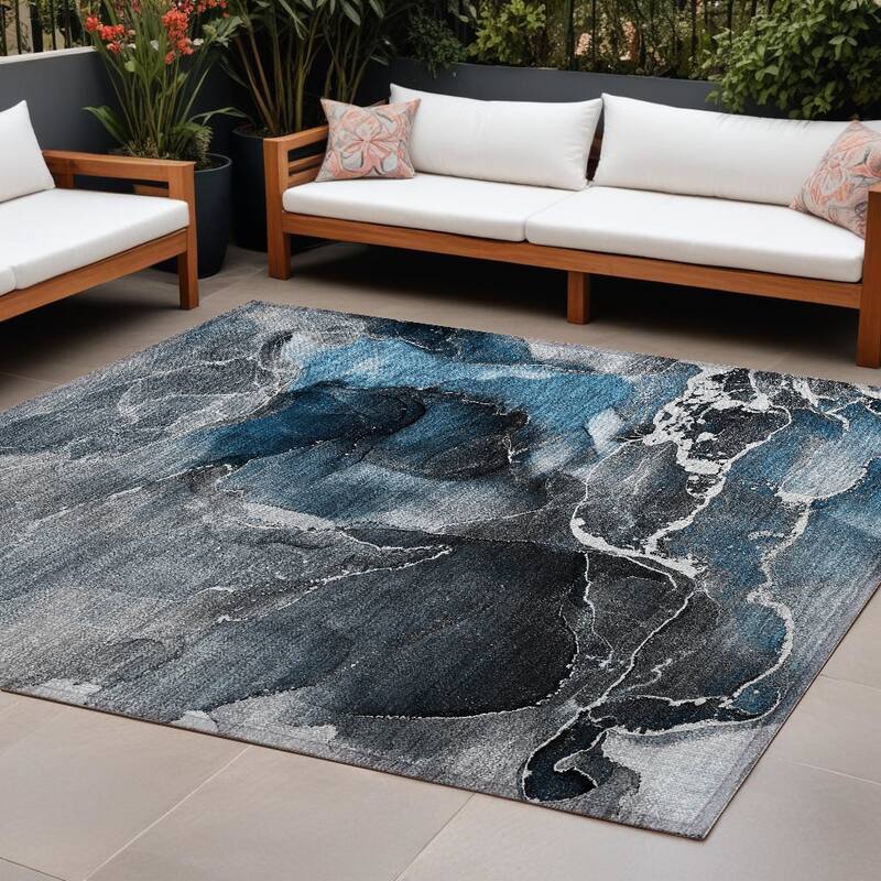Bax Artistic Abstract Weather Resistant Modern Chic Outdoor Rug - 10' X 14' - Multi