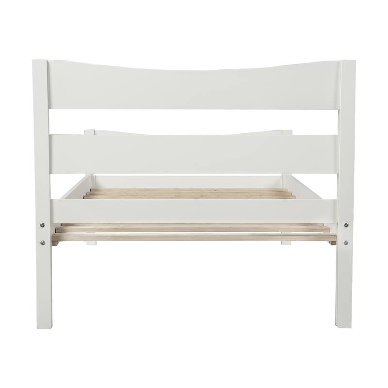 Elegant Twin Size Wood Platform Bed Frame with Headboard - Minimalist Design for Any Bedroom