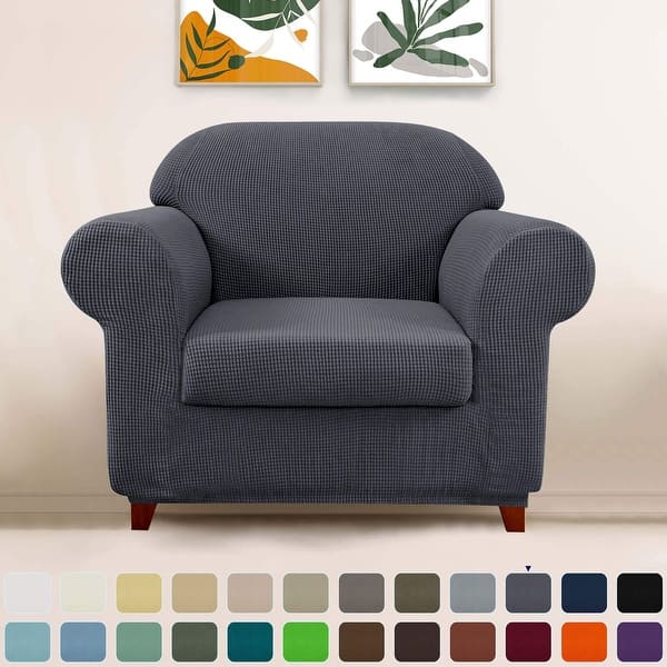 slide 2 of 93, Subrtex Stretch Spandex 2-piece Armchair Slipcover Furniture Protector