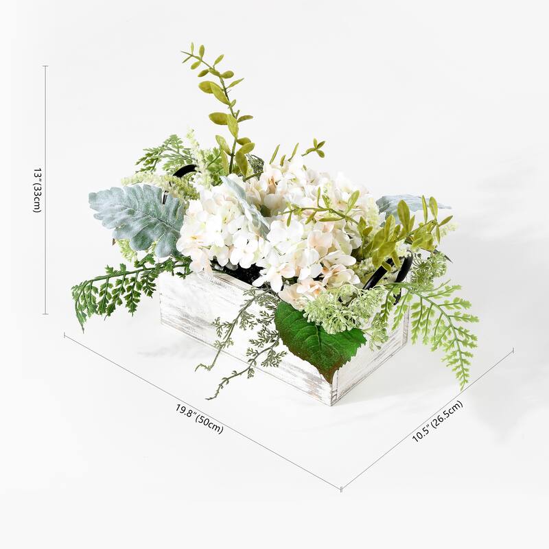 SAFAVIEH Lorie Faux 13-inch Hydrangea Potted Arrangement - 20" W x 11" D x 13" H - 20Wx11Dx13H