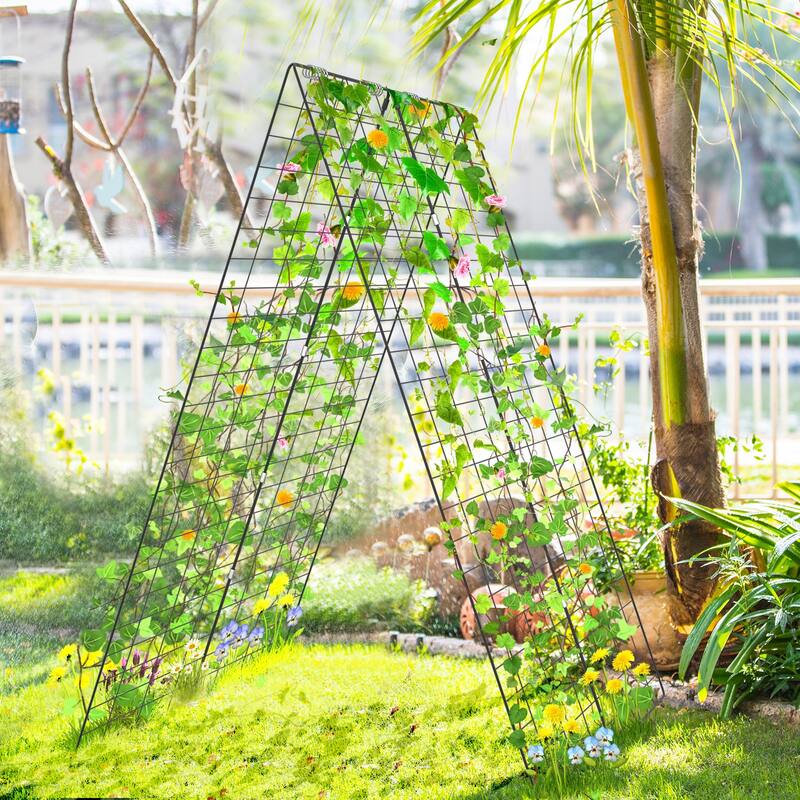 Costway 4 PCS Foldable Cucumber Trellis A-Frame Plant Supports with - See Details
