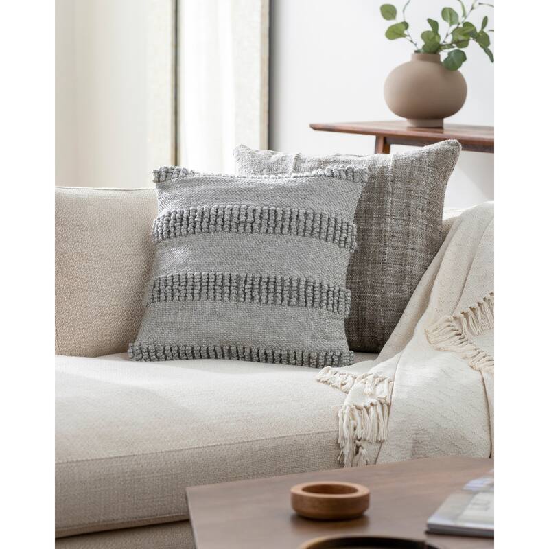 Dalea Textured Recycled PET Throw Pillow - 18"L x 18"W - Polyester - Gray