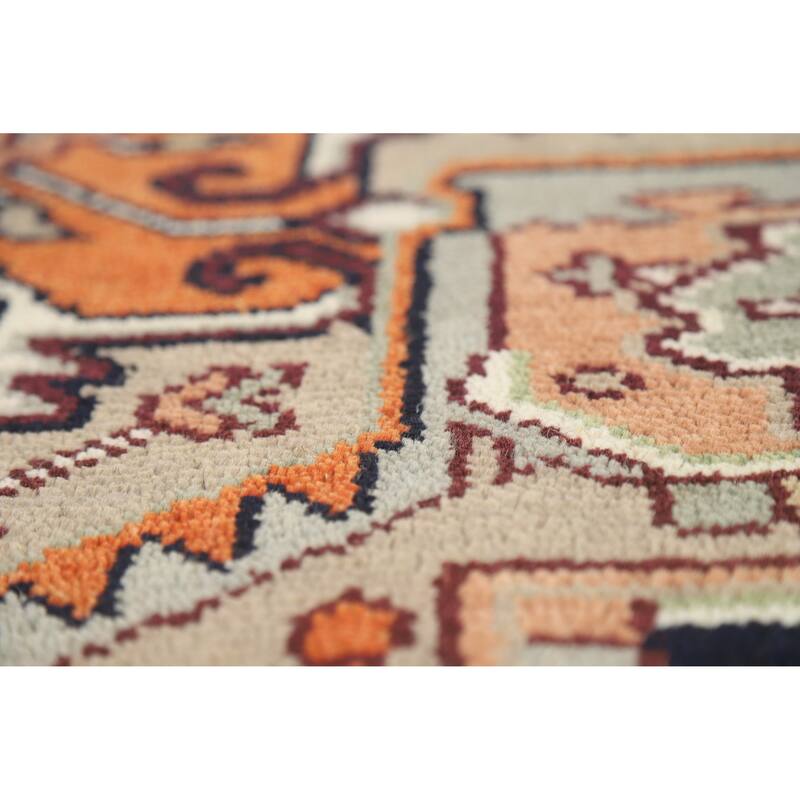 Dark Blue Heriz Serapi Indian Area Rug Hand-Knotted Wool Carpet - 8'11" x 11'11"