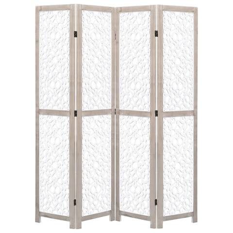 4-Panel Room Divider White 55.1"x64.7" Solid Wood