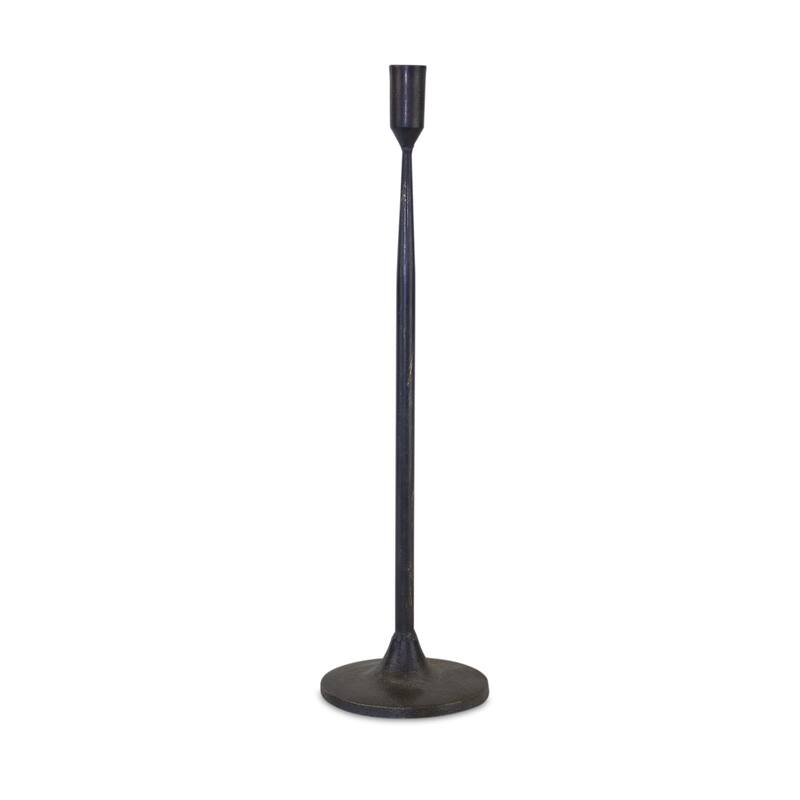 Set of 2 Black Solid Decorative Taper Candle Holders 16.5"