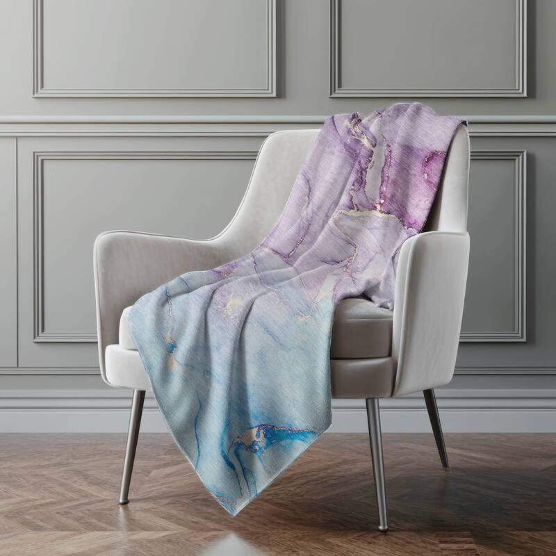 Premium Machine Washable Modern Abstract Sherpa Throw Blanket - Purple - 4'2" x 5'10"