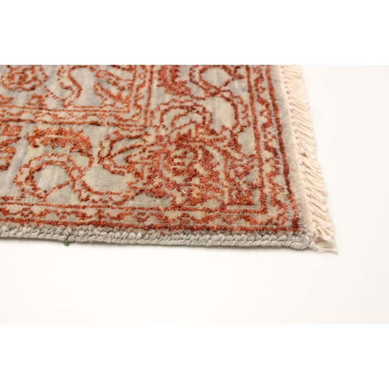 ECARPETGALLERY Hand-knotted Heritage Grey Silk, Wool Rug - 2' 7" x 14' 3"