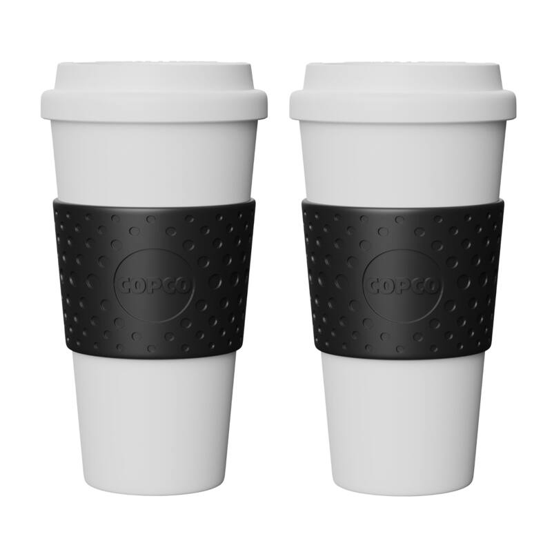 Copco Set of 2 Acadia Travel Mugs - Black Sleeves