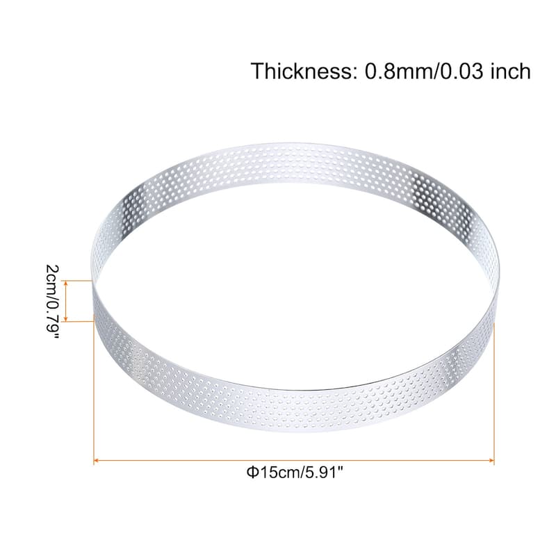 3Pcs Stainless Steel Cake Rings Round Perforated Baking Dessert Cake Ring - 5.9"