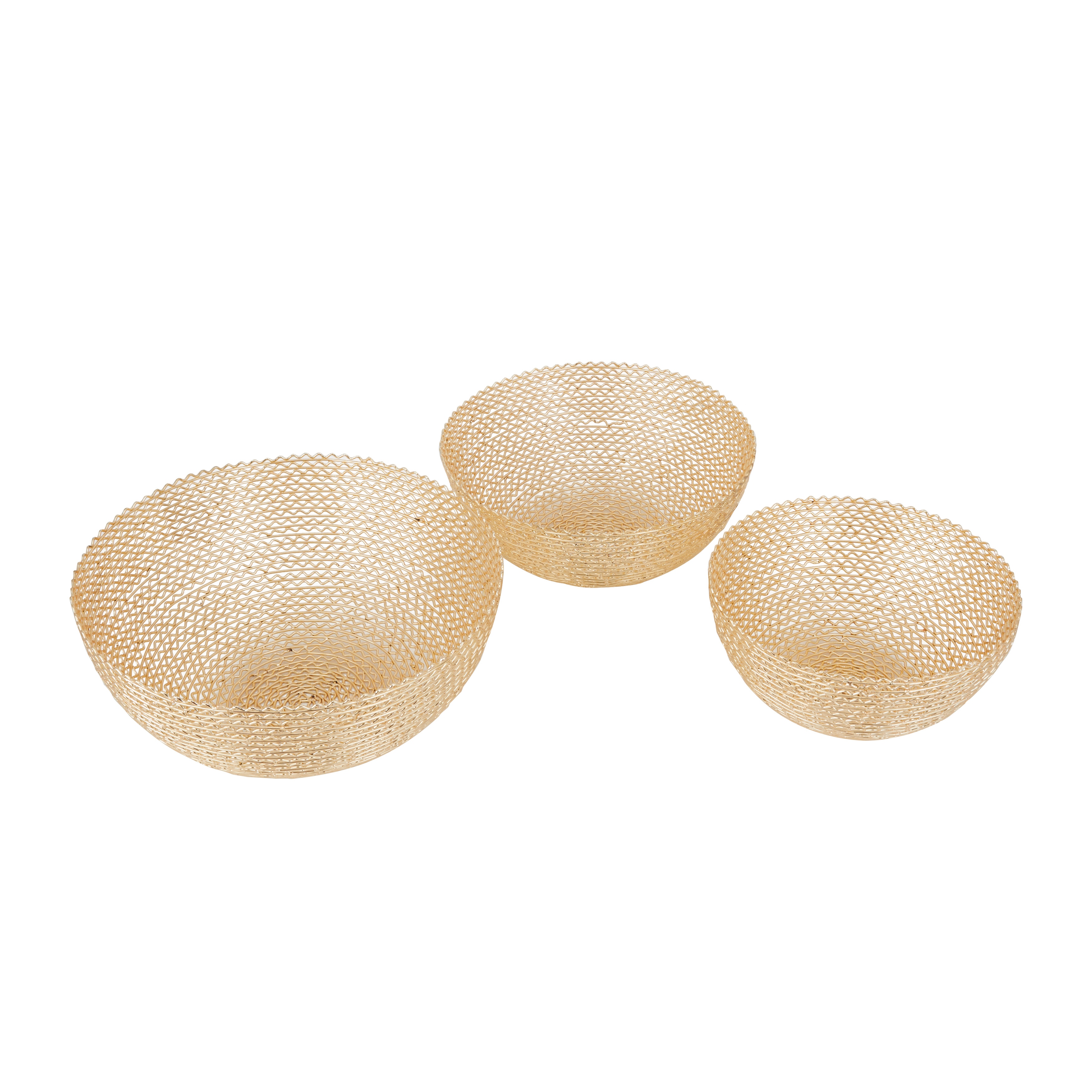 CosmoLiving by Cosmopolitan Gold Metal Decorative Decorative Bowl (Set of 3) - 16 x 16 x 7 Round