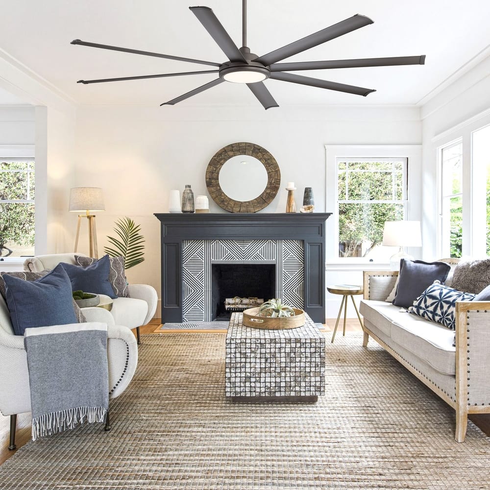 WINGBO 64" and 72" and 80" and 96" Indoor Ceiling Fan with LED Light and Remote