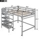 preview thumbnail 19 of 26, Full Size Pine Loft Kids Bed Frame with Built-in Storage Staircase and Clothes Hanger, Maximized Under-Bed Space, White
