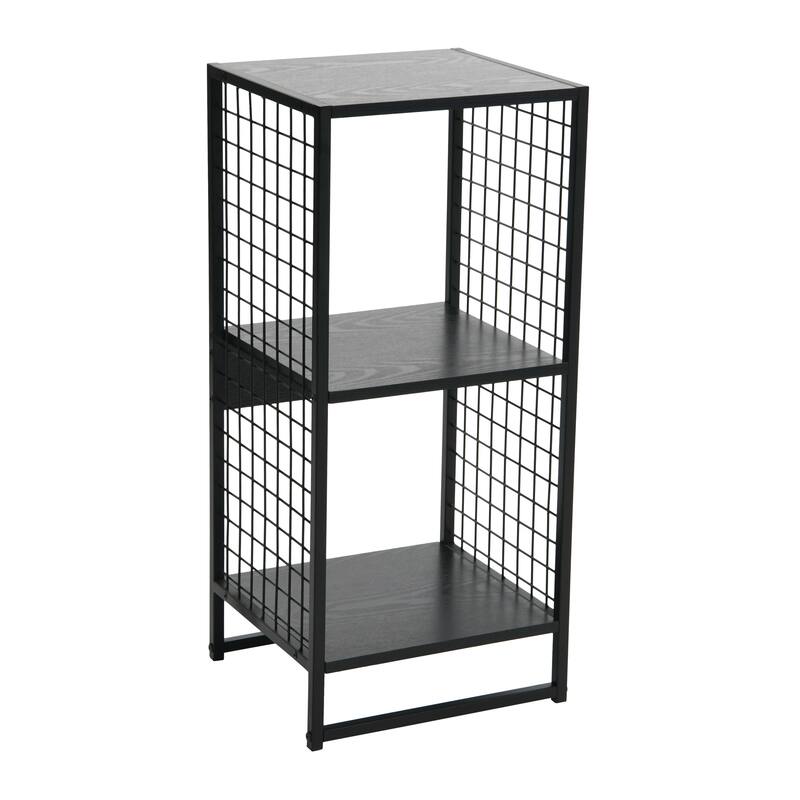 Household Essentials Trellis Open Storage Bookshelf with 2 Cube Compartments - Black