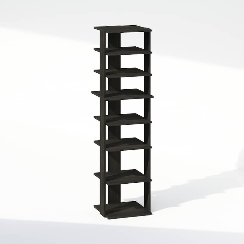 8 Tiers Wood Household Shelving Unit in Espresso (12.64 in. W x 46.77 in. H x 12.13 in. D) - 12.64