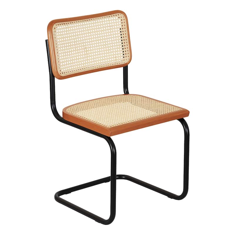 Breuer Chair Company Marcel Breuer Cesca Cane Cantilever Side Chair w/ Black Steel Frame (Various Wood & Cane Colors) - Cherry & Natural