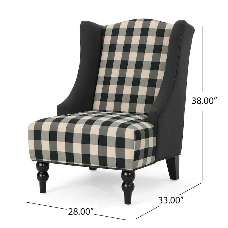 Black+White Scottie Dogs 28" High-Back Upholstered Club Chair