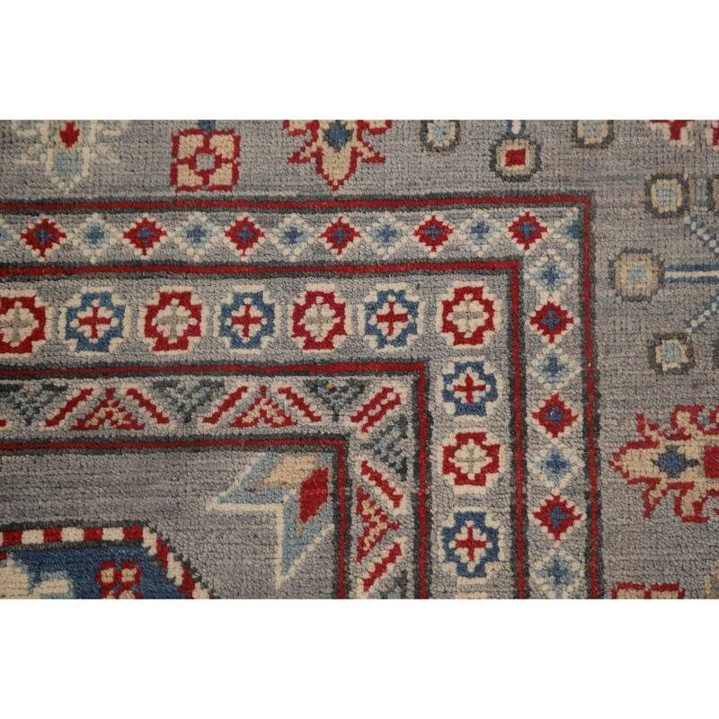 All-Over Geometric Kazak Oriental Area Rug Handmade Wool Carpet - 10'0" x 13'2"