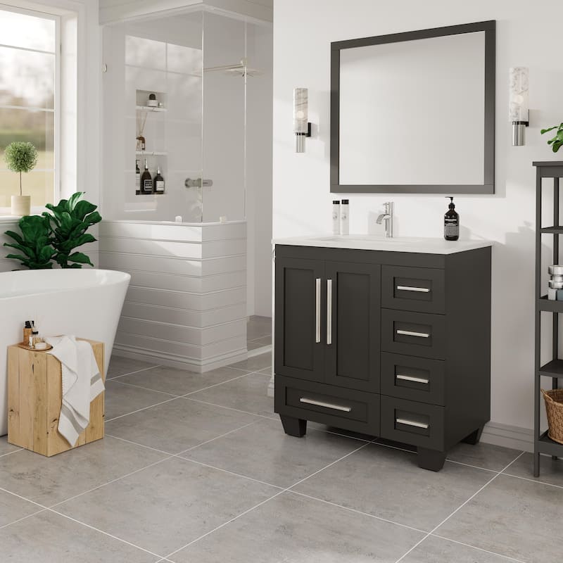 Loon 30"W Bath Vanity with Carrara Quartz Vanity Top & Undermount Sink