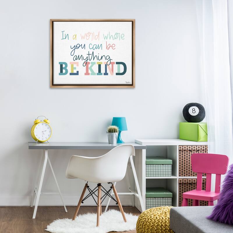 Stupell Be Kind In A World Framed Floater Canvas Wall Art Design By Gigi Louise