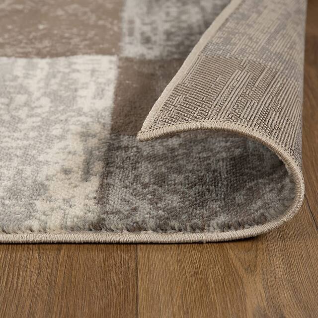 Miranda Haus Geometric Modern Patchwork Polypropylene Indoor Area Rug