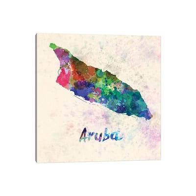 iCanvas "Aruba Map In Watercolor" by Paul Rommer Canvas Print