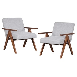 Costway 2 PCS Modern Accent Chair Linen Fabric Armchair with Solid - See Details