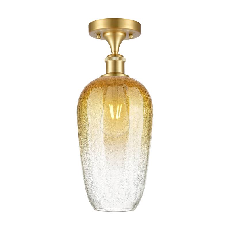 Innovations Lighting Endless Possibilities Ballston - Brookhaven Flute - 1 Light 7" Semi-Flush Mount - Satin Gold/Amber