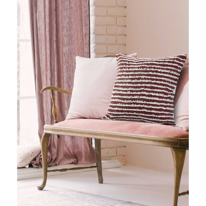 20" Red and Cream Wispy Ways Square Throw Pillow