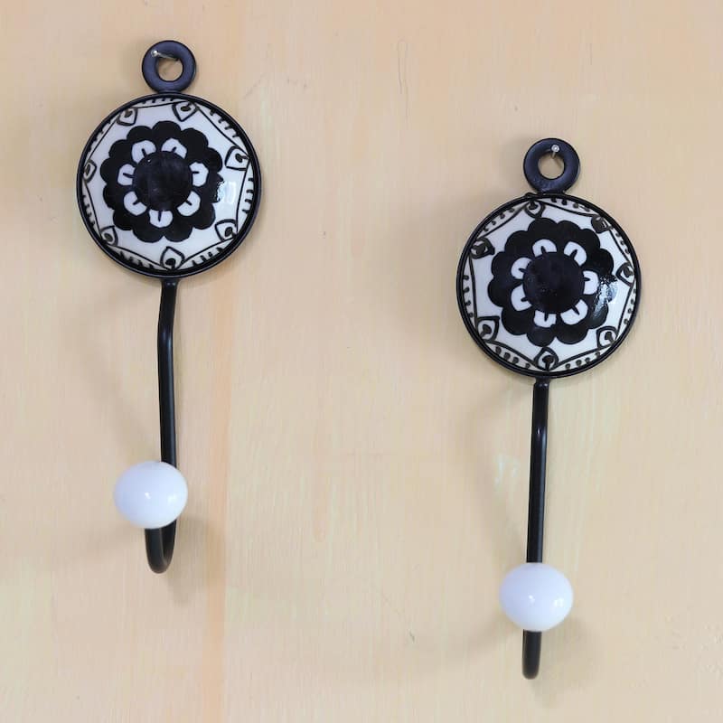 Novica Handmade Friendly Petals Ceramic Coat Hooks (Pair)